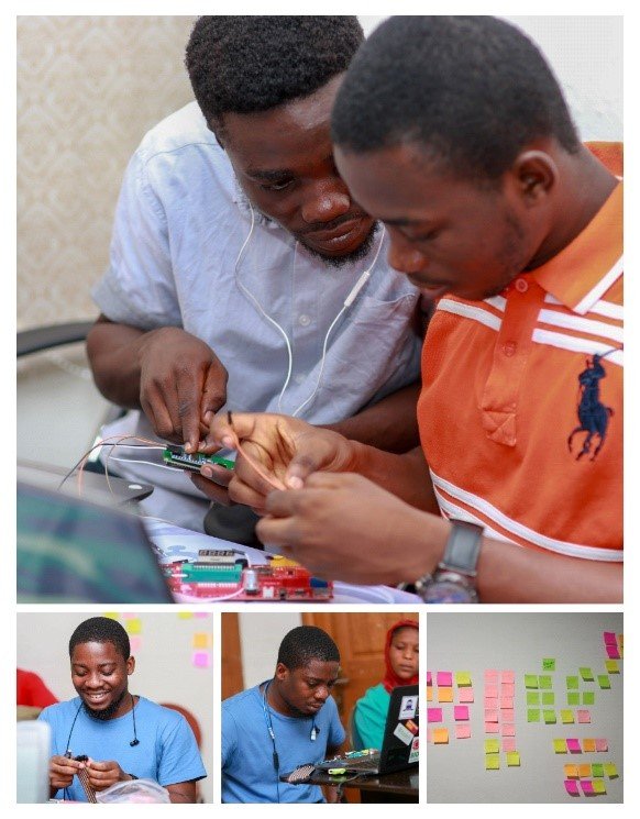 Participants tinkering with XOD and the Open Smart Rich UNO 3 microcontroller