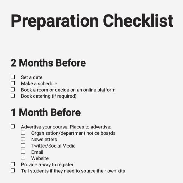 Preparation Checklist